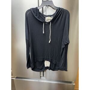 Cisa Womens blouse Small black Hoodie pullover striped